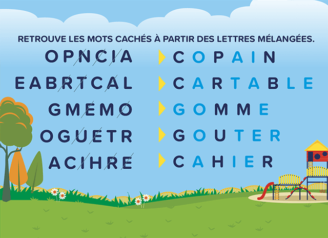 Solution du jeu « Lettres mélangées »